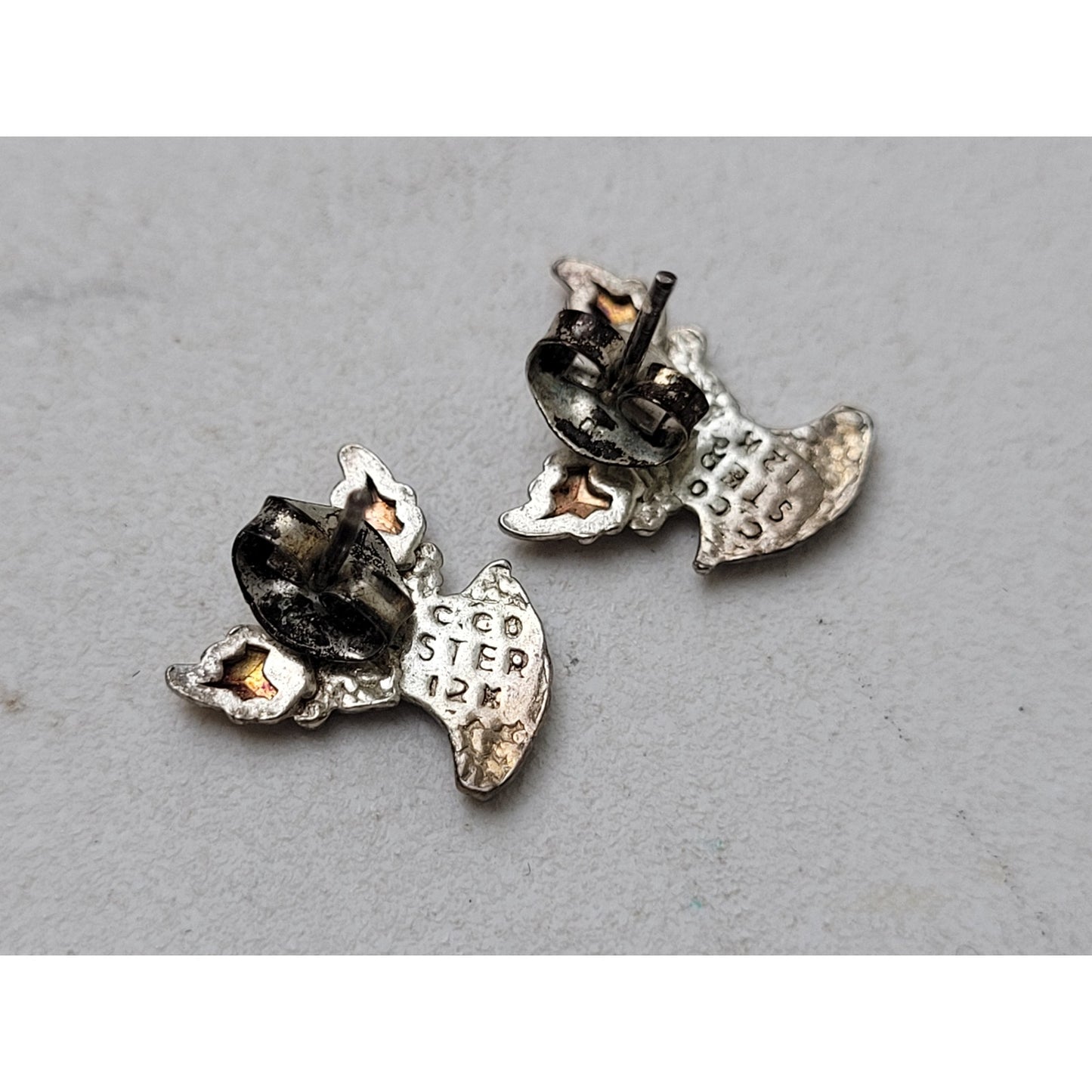 12K Black Hills Gold & Sterling Silver Angel Pendant Necklace and Matching Studs