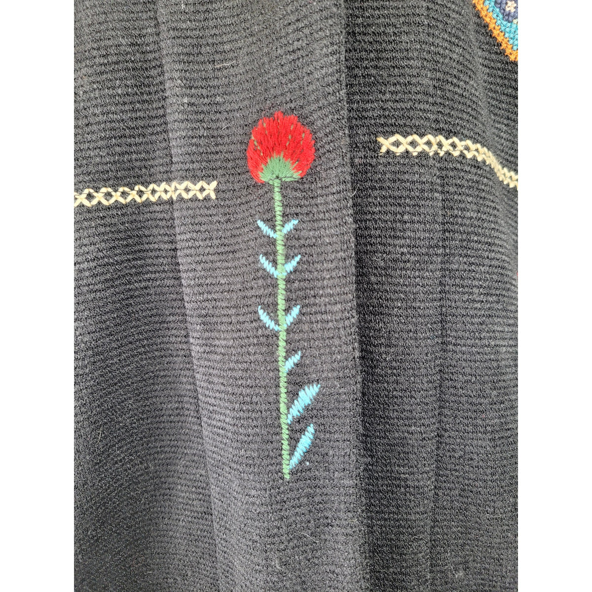 Johnny Was Josiy Poncho w Multicolored Floral & Geometric Embroidery Sz S