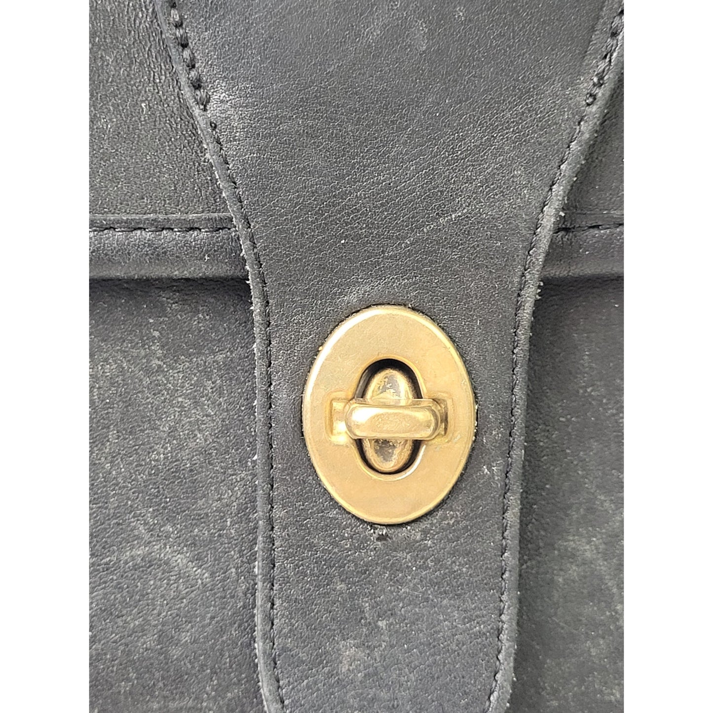 Vintage 90s Coach Station Bag Black Leather Brass Turn-Lock Crossbody Purse