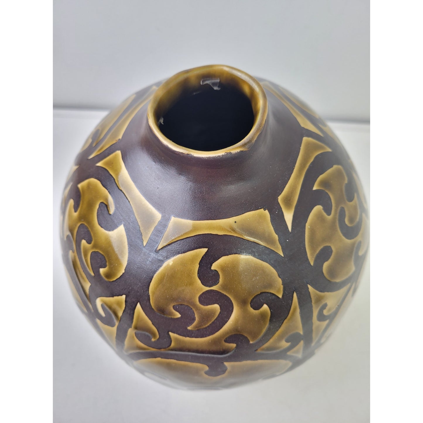 Maitland-Smith Decorative Vase Heavy Ceramic Tabletop Decor | Made in Thailand