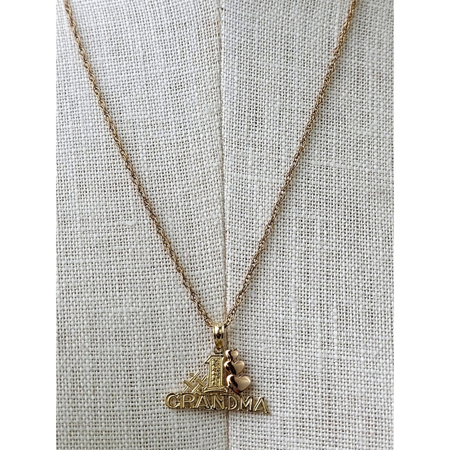 14K Yellow & Rose Gold #1 Grandma Pendant on 14K GF Chain Necklace