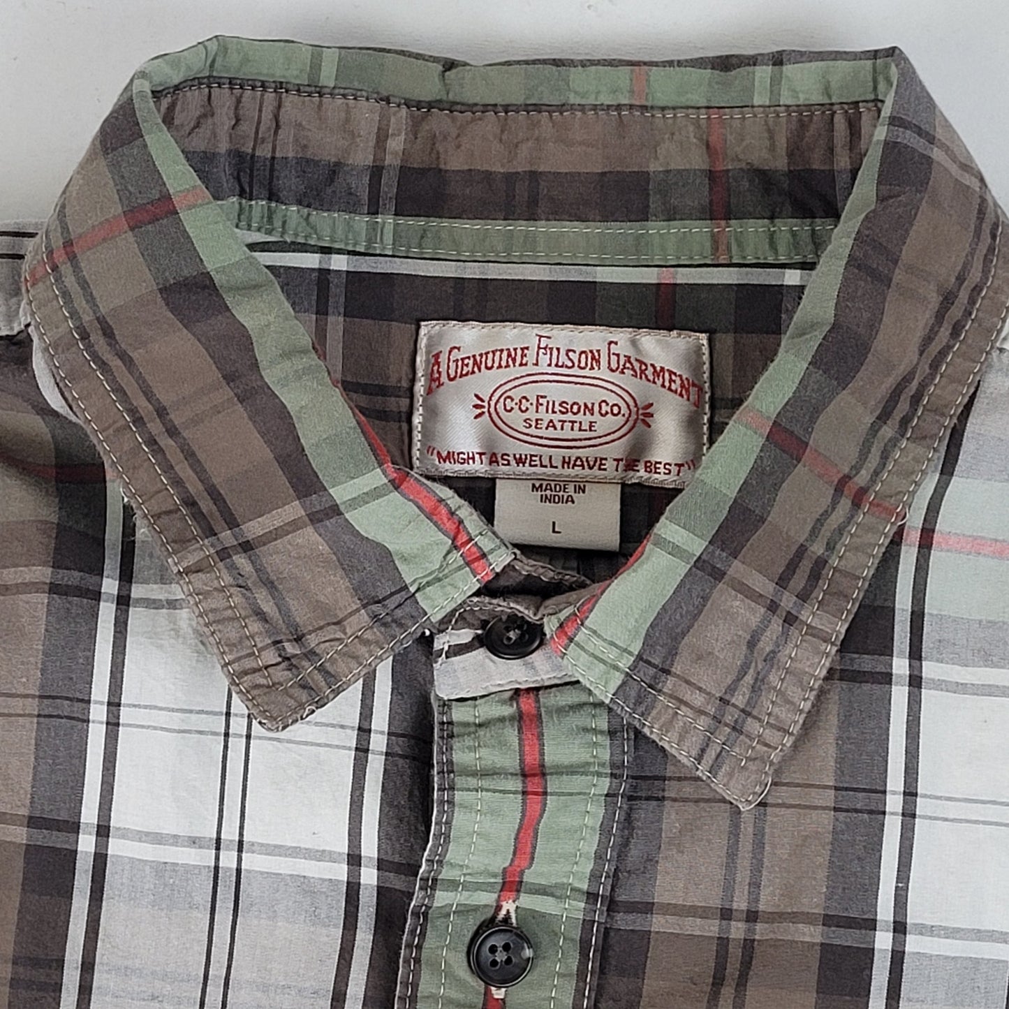 Filson Washed Feather Cloth Shirt | Sage/Olive Plaid | Men's Sz L