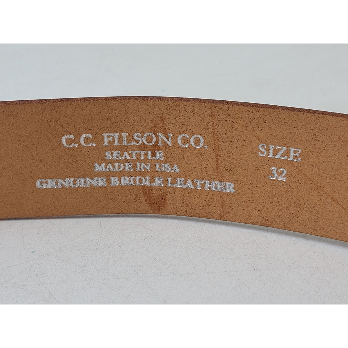 CC Filson Genuine Bridle Leather Belt w Brass Buckle Men's Sz 32 Made ...