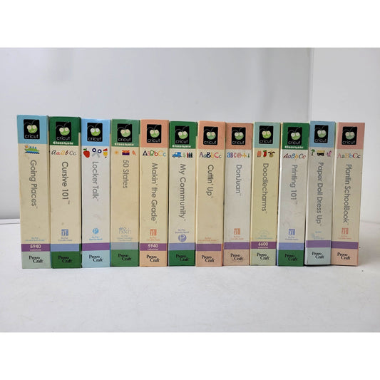 Cricut Cartridges in Storage Boxes Lot of 12