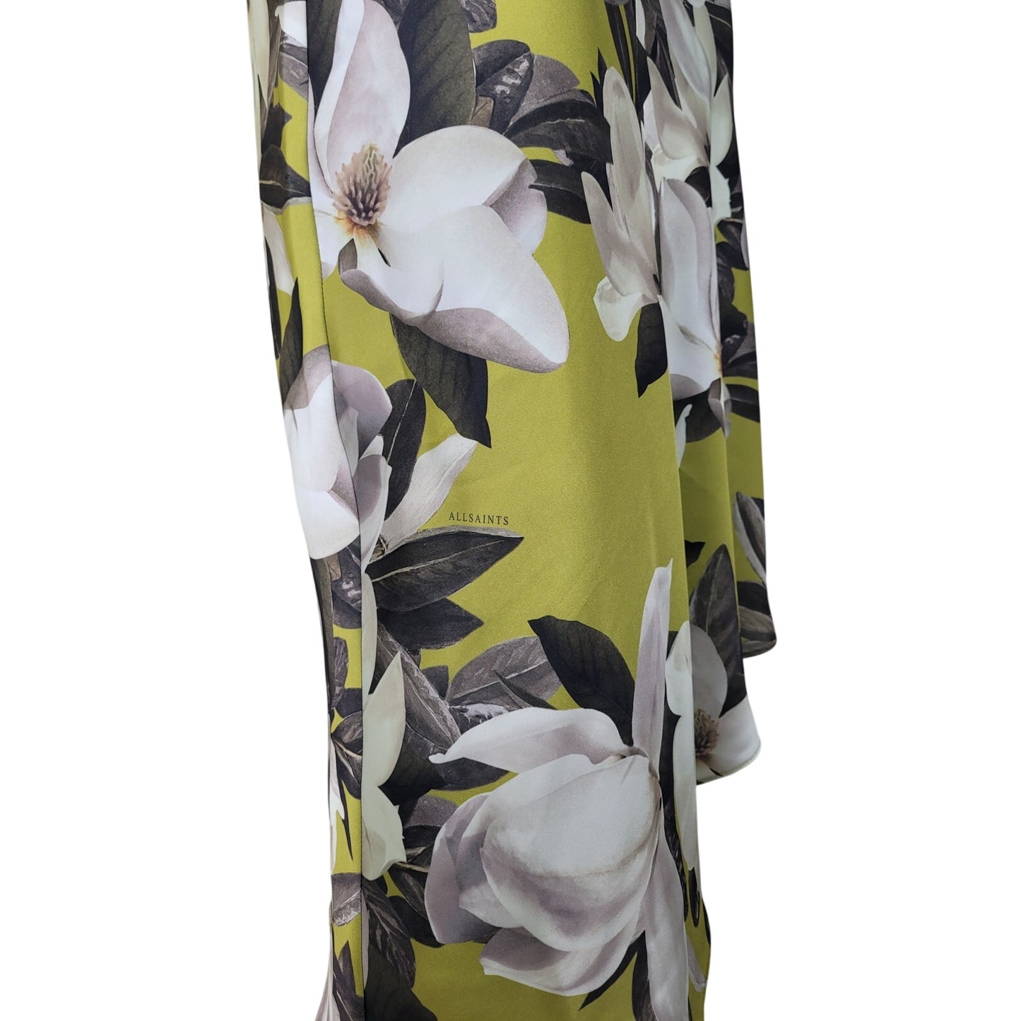 AllSaints Alexia Floral Asymmetrical Slip Dress Magnolia Flower Print Sz 2 NWT