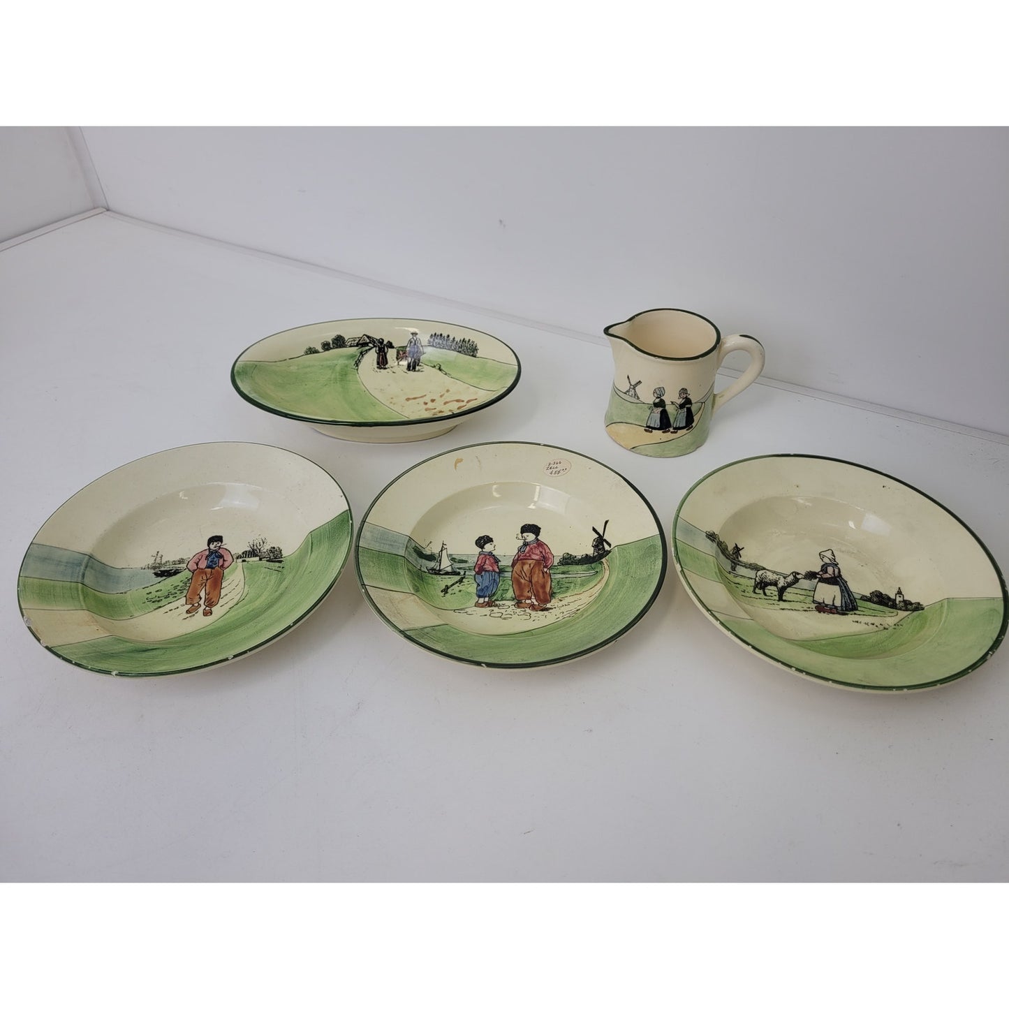 Antique G.S. Zell Baden & Haag Pottery Dutch Scenes Hand Painted Lot of 25