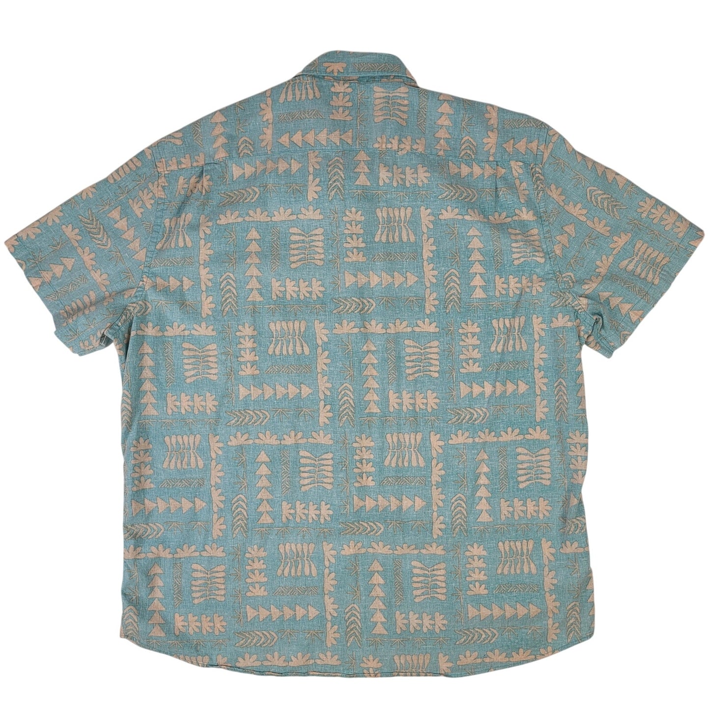 Faherty Breeze Short Sleeve Button-Down Shirt Teal Naupaka Men's Sz XXL