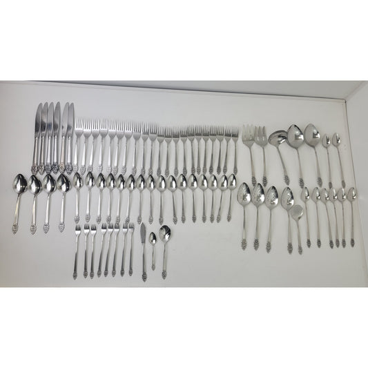 Vintage Oneida Community Stainless Nordic Crown Flatwear Set of 76