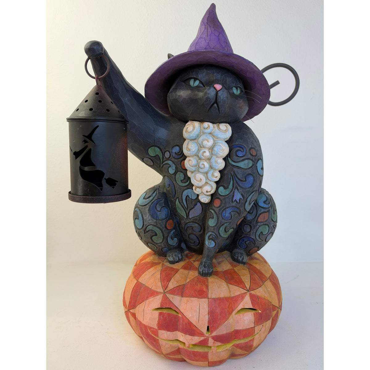 VTG Jim Shore Heartwood Creek On the Night Watch Lighted Halloween Cat Figurine