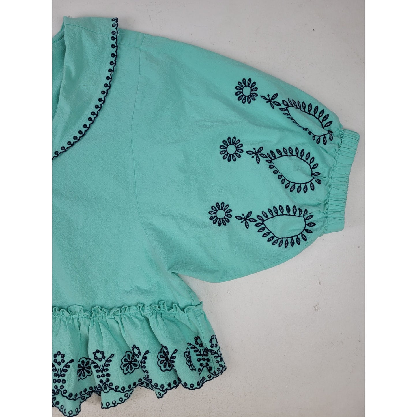 Free People Arcadia Floral Embroidered Blouse Women's Sz L MSRP: $168