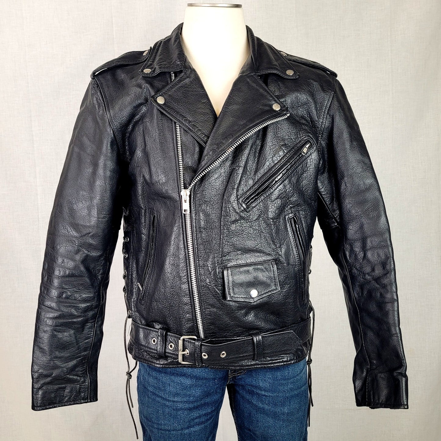 Milwaukee Leather Black Motorcycle Jacket Thick Heavy Moto Rock Men's Sz XL