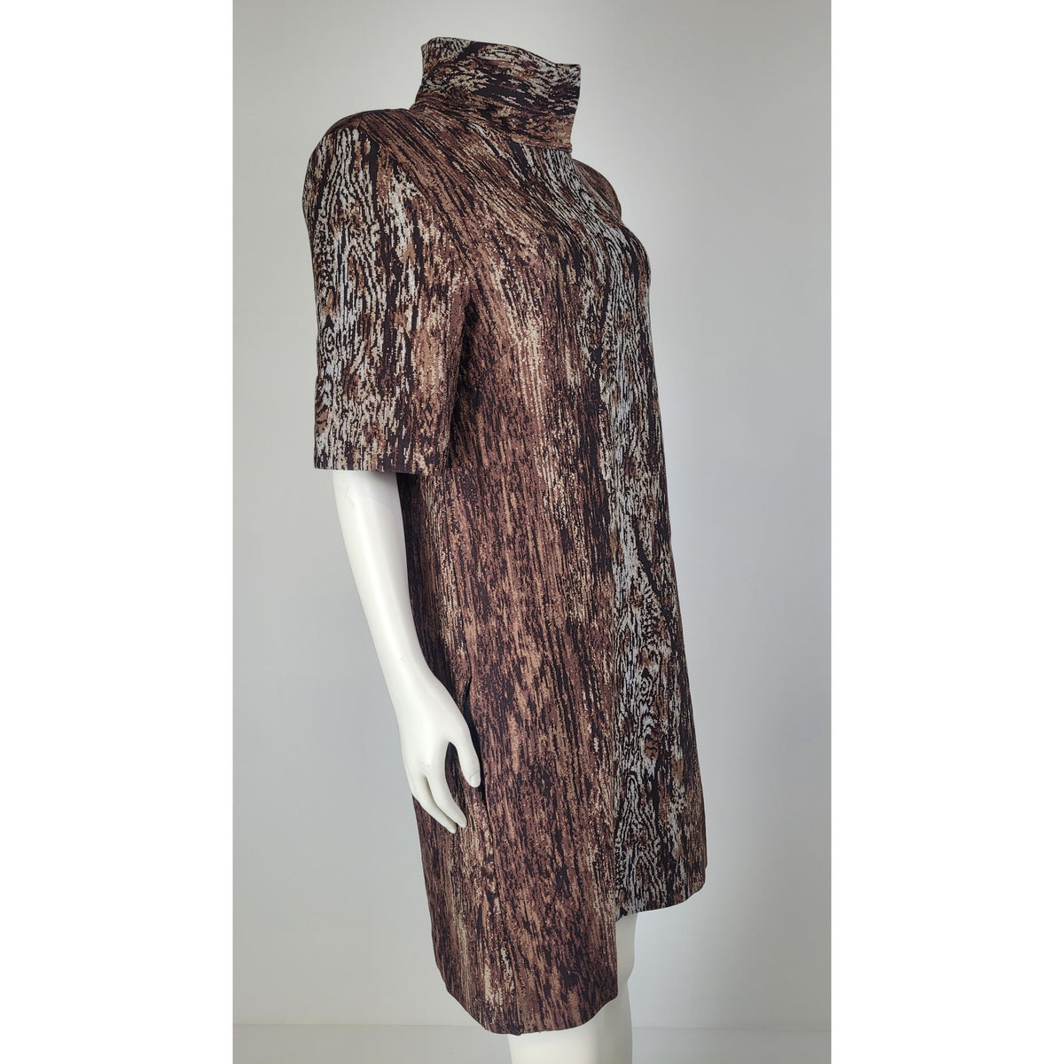 Rosetta Getty Woodgrain Turtleneck Shift Dress Brown Sz L NWT MSRP: $890