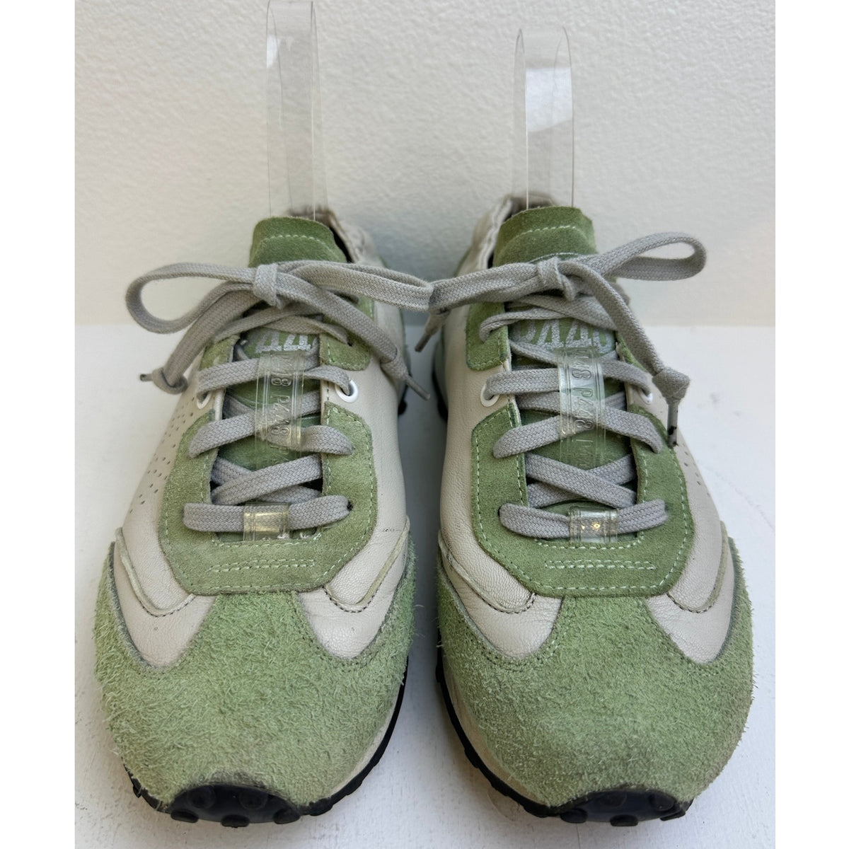 P448 John Sage Green & Cream Suede Leather Low-Top Sneakers Women's Size 38