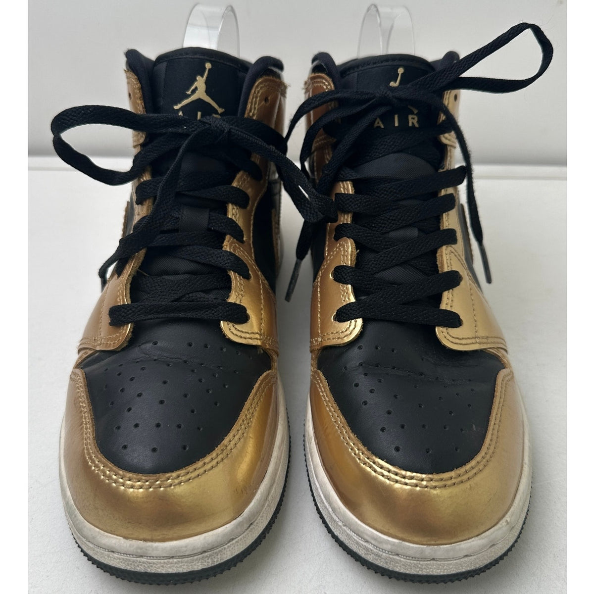 Nike Air Jordan 1 Mid SE GS Metallic Gold Black Sneakers Youth Sz 6