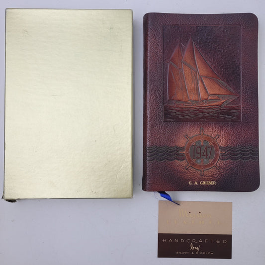 1947 Leather-Bound The Executive Record Journal w Original Box | Blank Pages