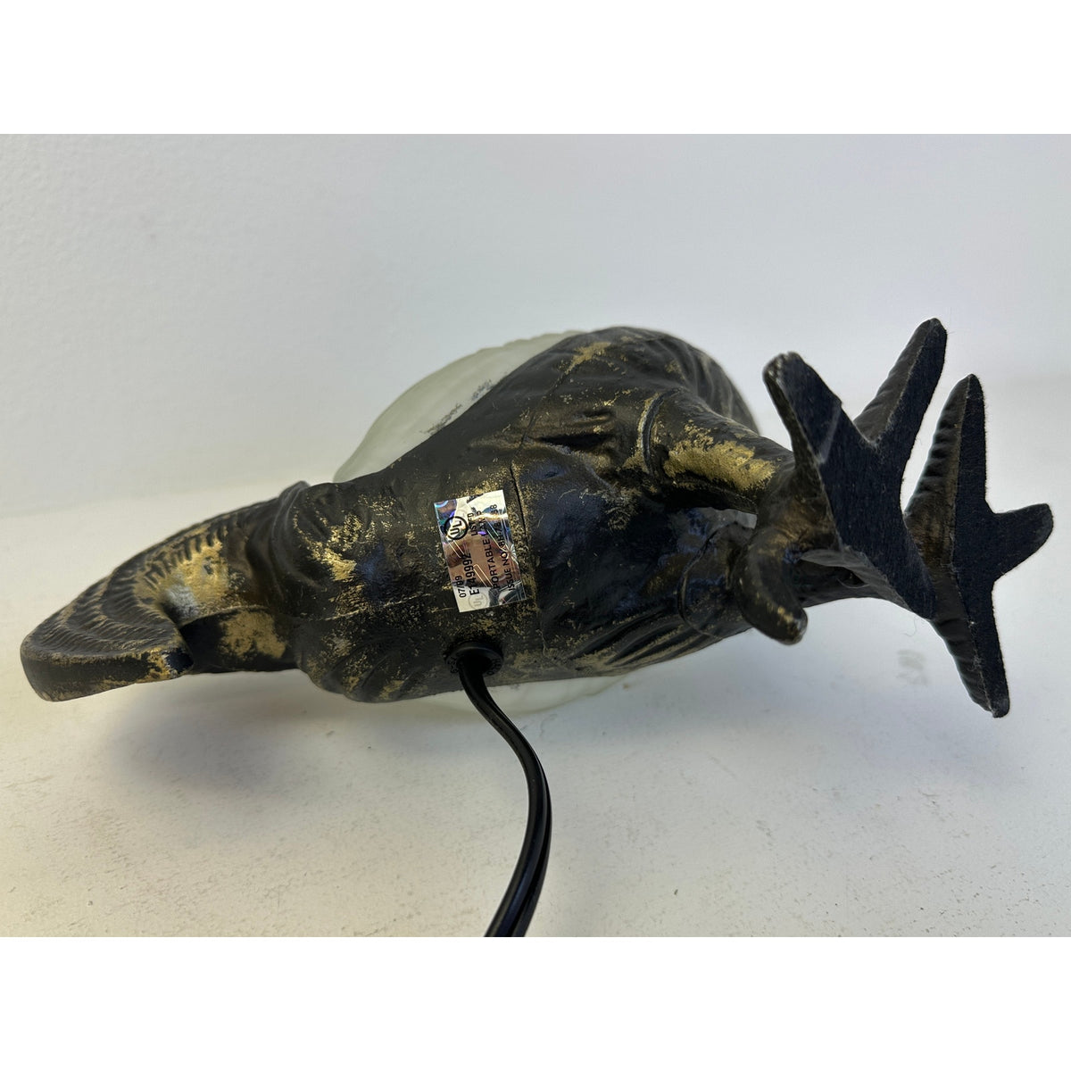 Vintage Metal and Frosted Slag Glass Rooster Accent Lamp