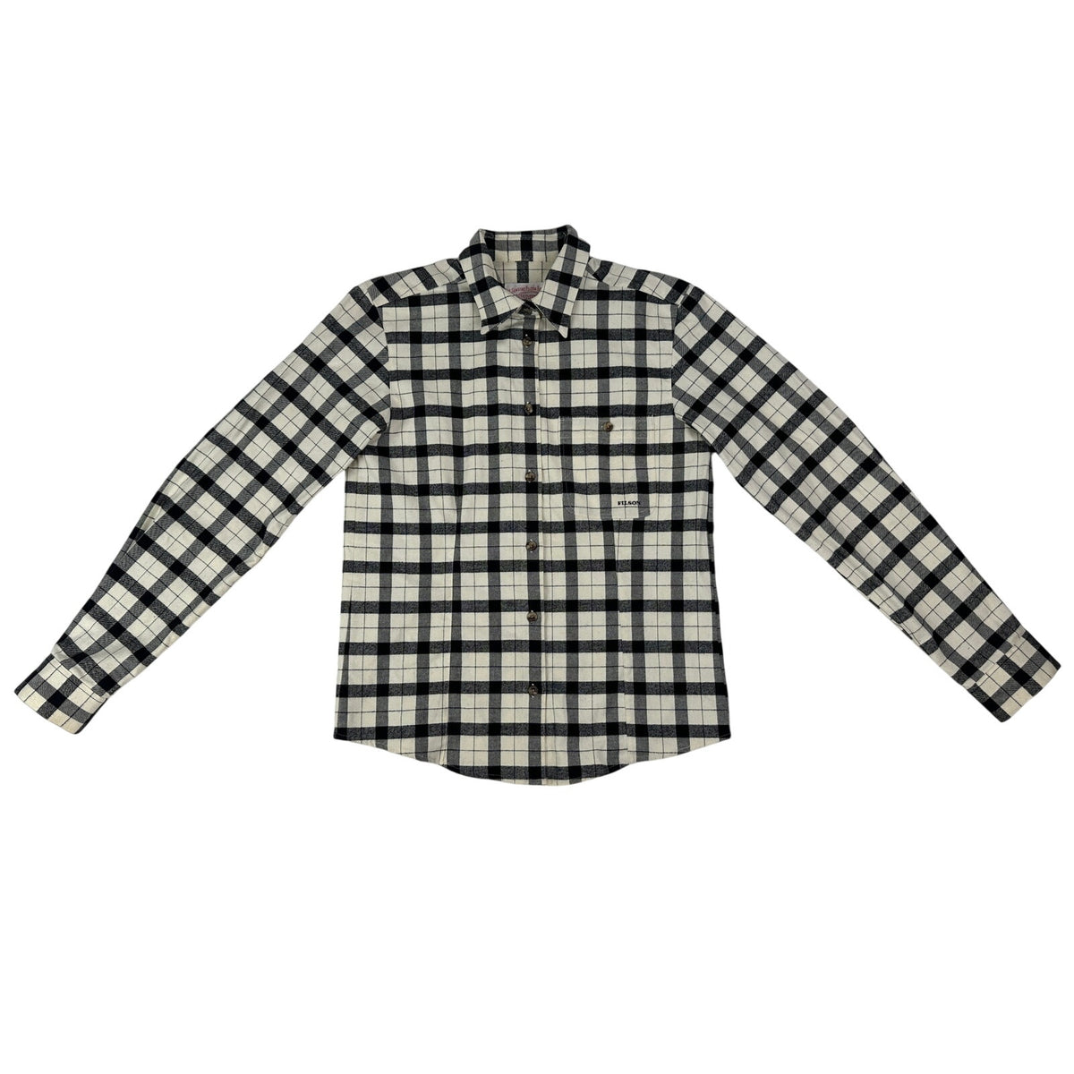 Filson Cream & Black Plaid Alaskan Guide Flannel Shirt Women's Sz S
