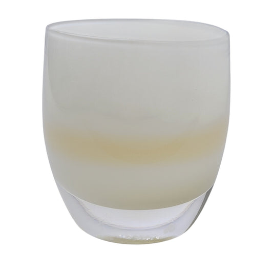 glassybaby White & Toffee Swirl Handblown Glass Votive Candle Holder EUC