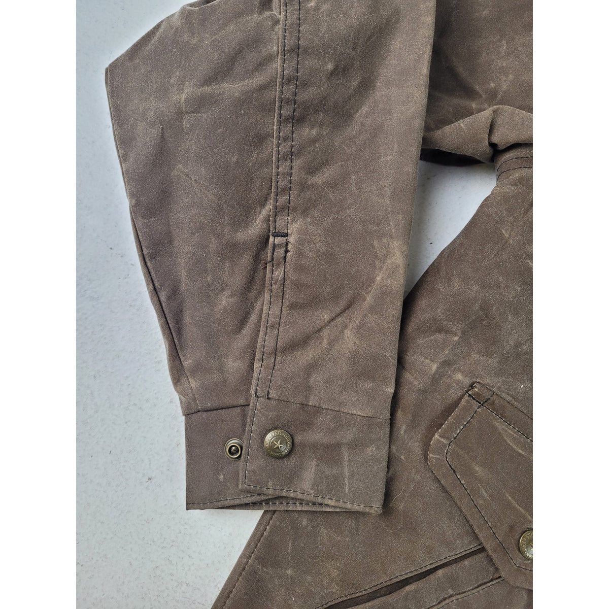 Schaefer Outfitter Western Jacket Brown Waxed Canvas Leather Collar Men's Sz S
