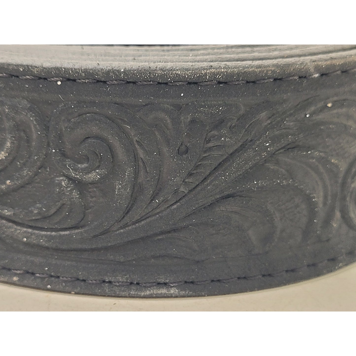 Justin Western Scroll Tooled Black Leather Belt Men's Sz 36