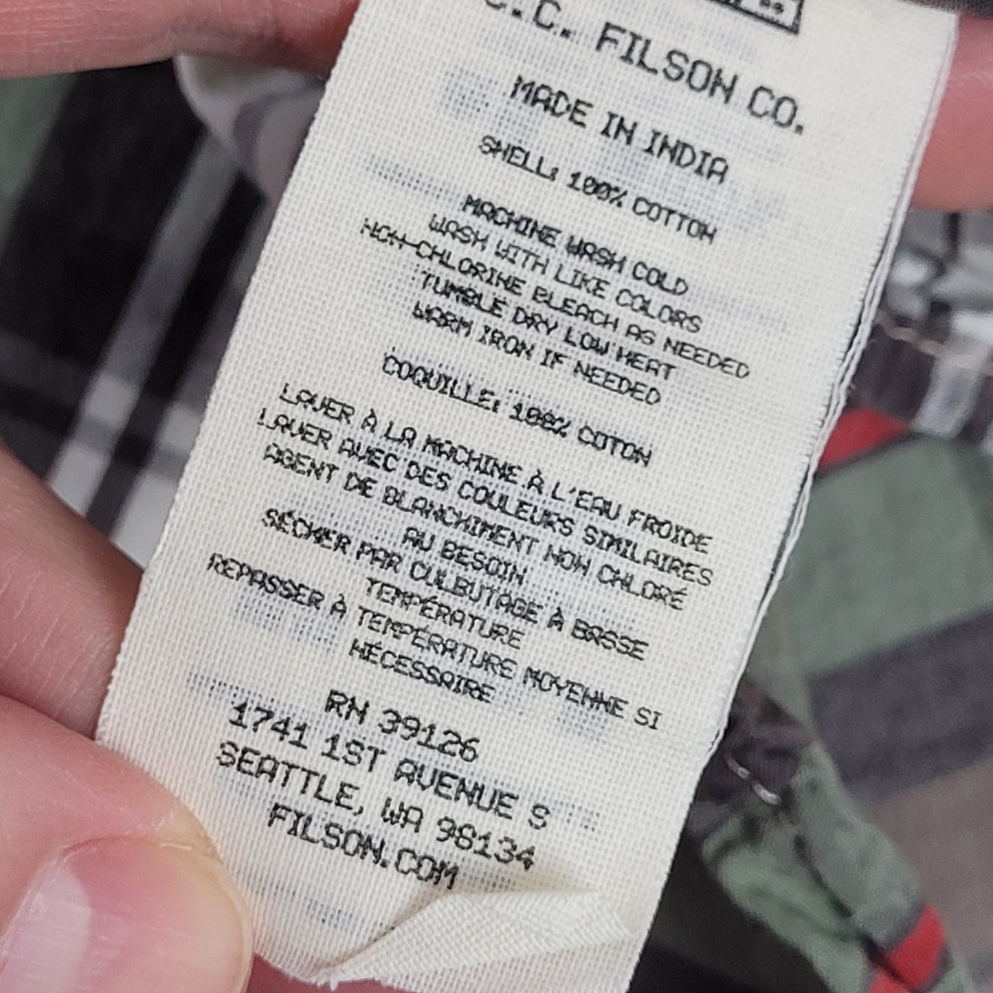 Filson Washed Feather Cloth Shirt | Sage/Olive Plaid | Men's Sz L