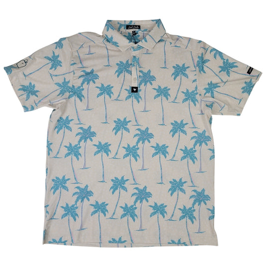 Bad Birdie Chasin' Shades Polo Shirt w Palm Tree Pattern Men's Sz XL NWT