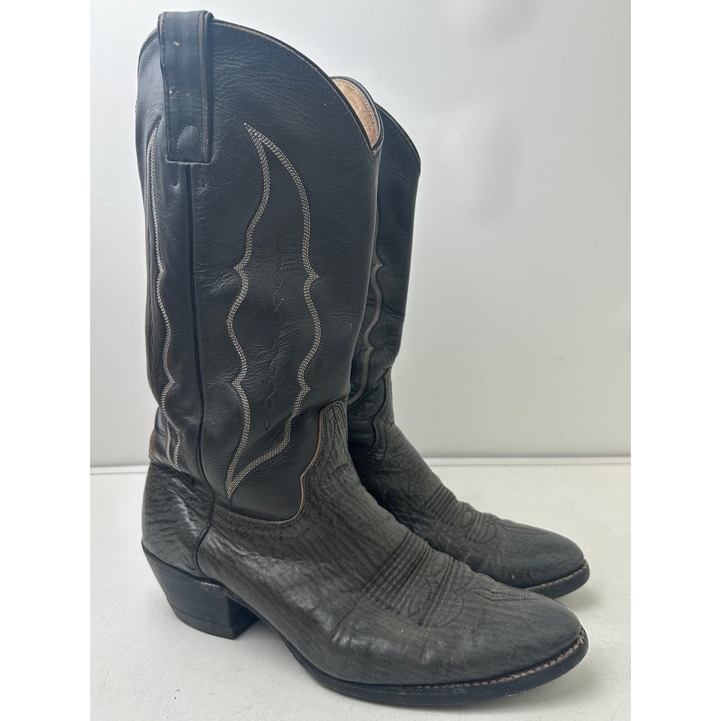 Vintage Abilene Exotic Dark Gray Sharkskin Western Cowboy Boots Men's Sz 9