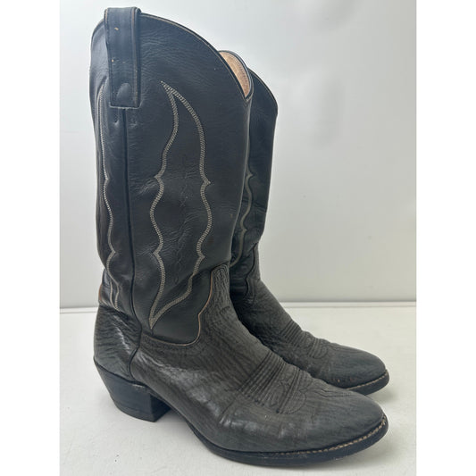 Vintage Abilene Exotic Dark Gray Sharkskin Western Cowboy Boots Men's Sz 9