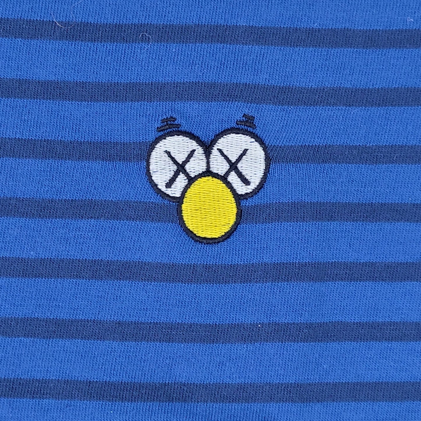 Uniqlo x KAWS UT BFF T-Shirt Blue Striped Embroidered Men's Sz XS NWT