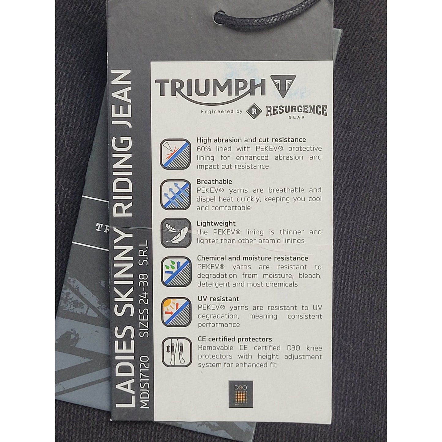 Triumph Ladies Skinny Riding Jean MDJS17120 | Black | Sz 28