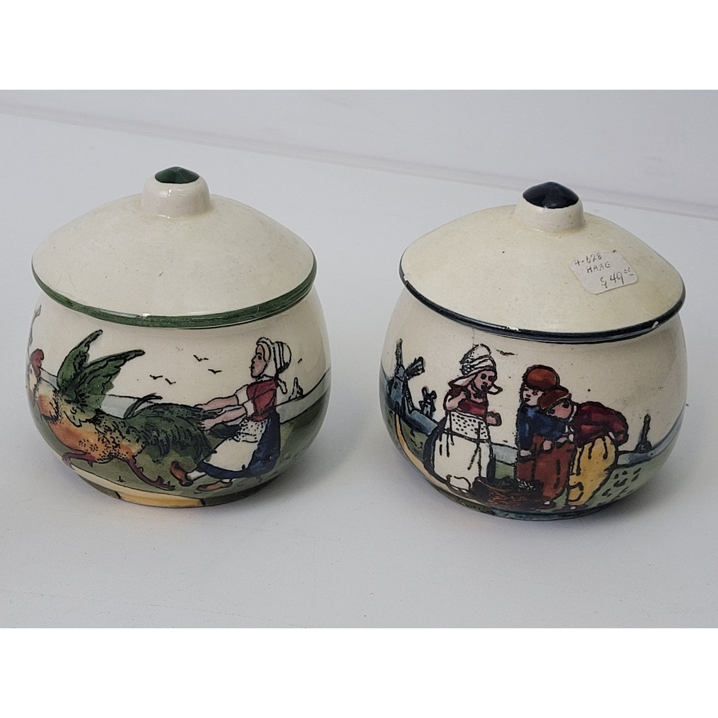 Antique G.S. Zell Baden & Haag Pottery Dutch Scenes Hand Painted Lot of 25