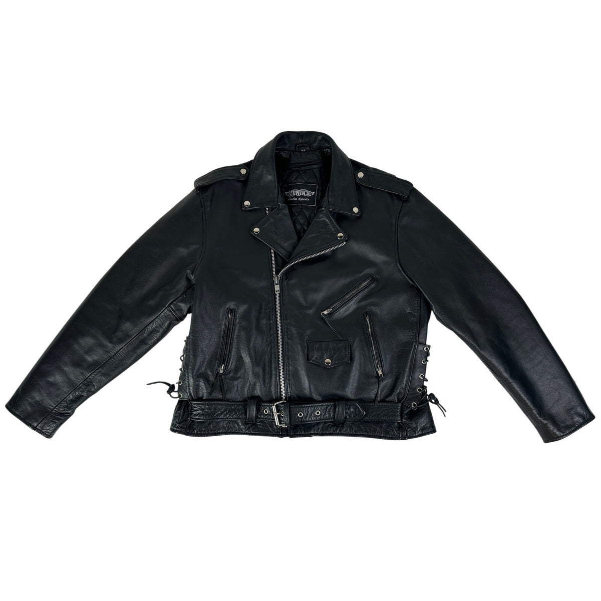 UNIK Leather Apparels Black Biker Jacket Men's Sz 52 (3XL)