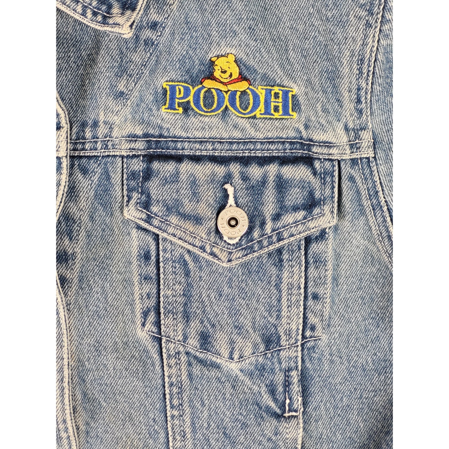 1990s Disney Winnie the Pooh Embroidered Denim Trucker Jacket Women's Sz S