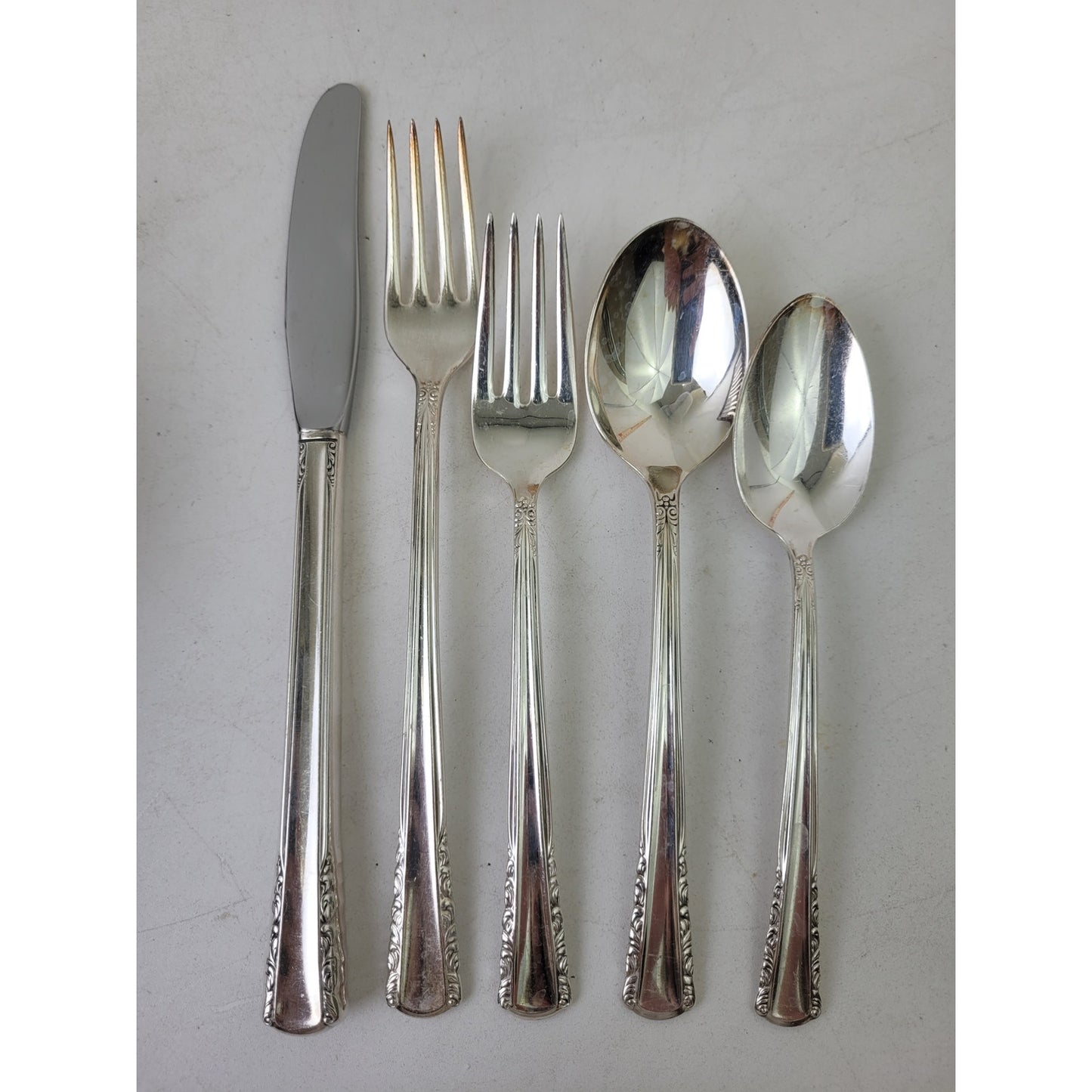 VTG Holmes & Edwards Inlaid Silverplate Flatware Set in Wooden Box | Set of 57
