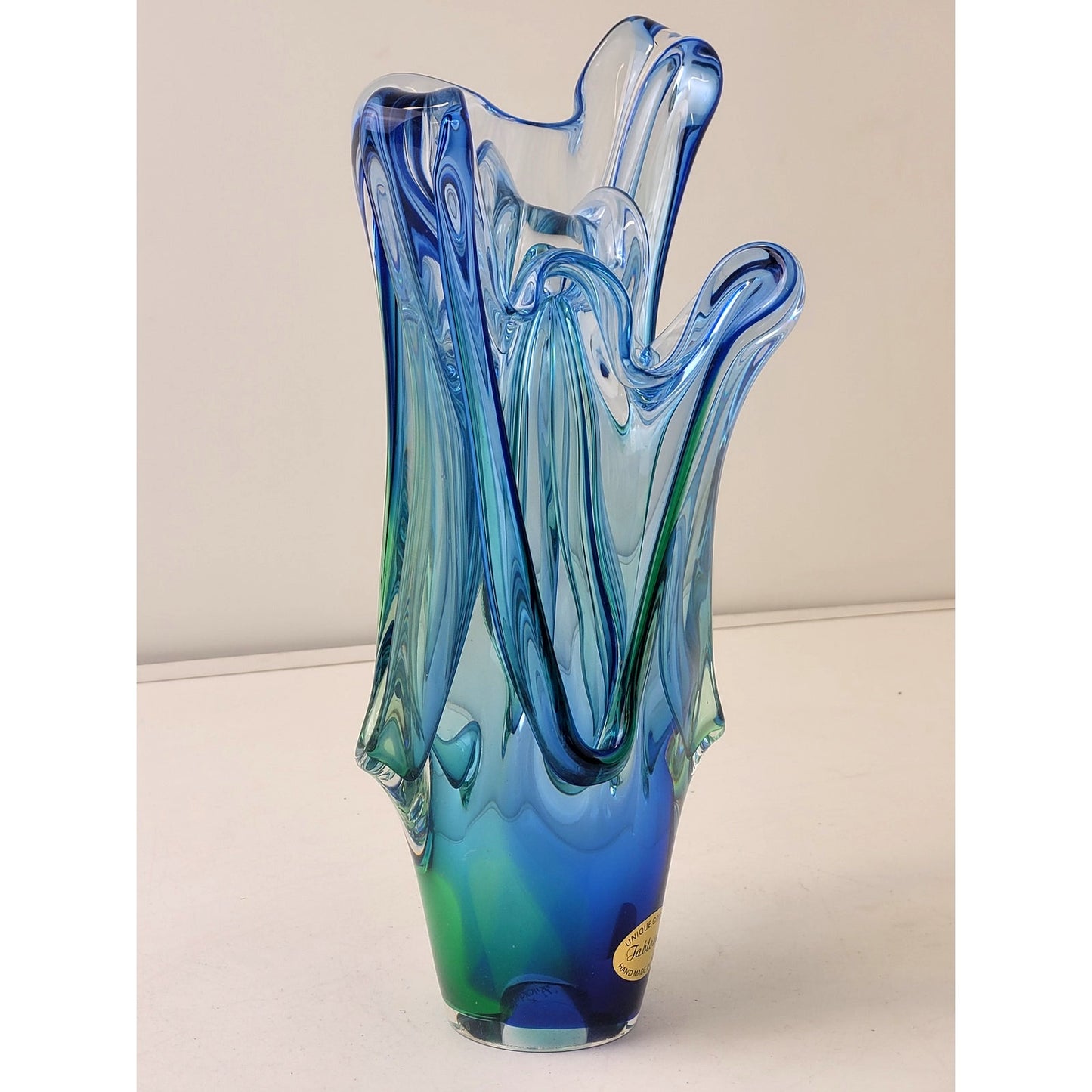 Vintage Adam Jablonski Artisan Hand-Blown Lead Crystal Vase Signed