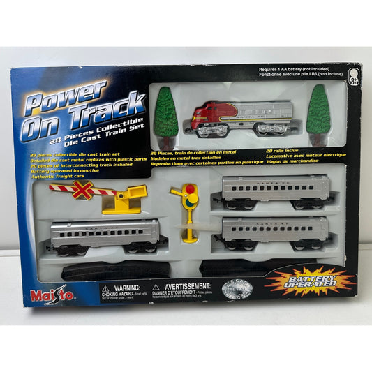 Vintage Maisto Power On Track Santa Fe 28-Piece Collectible Die-Cast Train Set