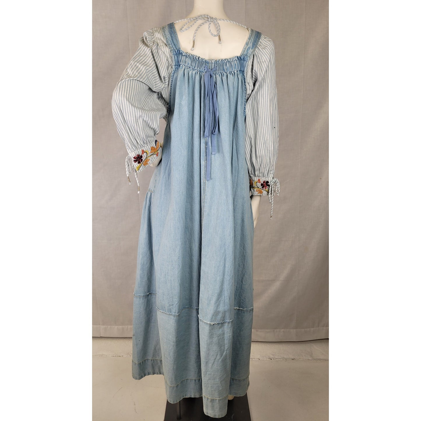 Free People Blue Denim Machu Barrel Midi Dress Jumper Women's Sz M