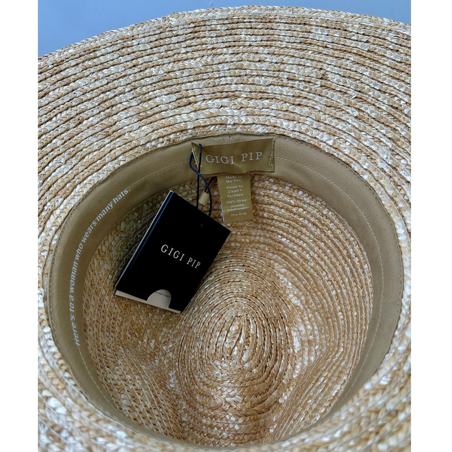 NEW Gigi Pip Isla Wide-Brim Straw Fedora Hat with Suede Band