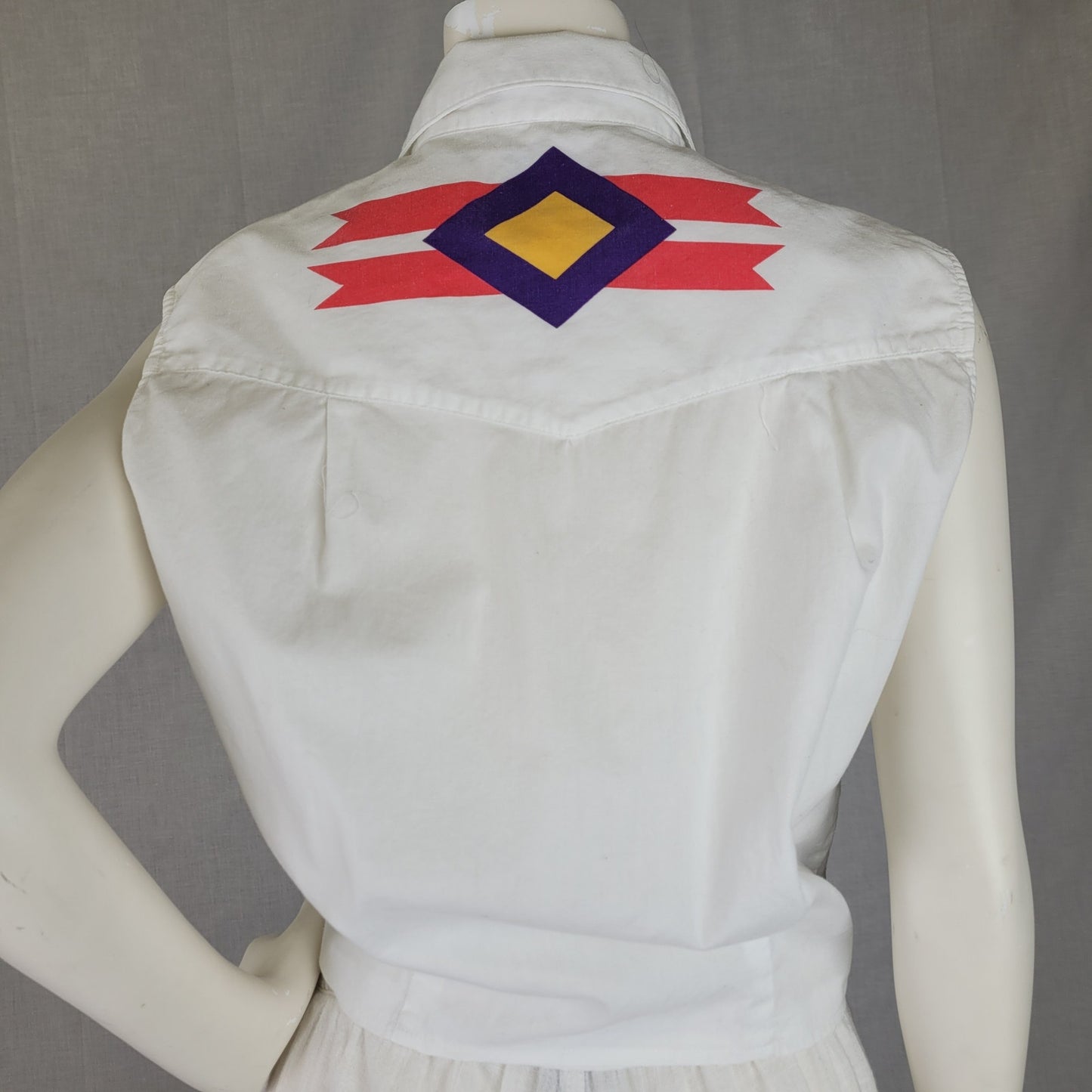 Vintage Wrangler Western Cowgirl Sleeveless Cropped Blouse Women's Sz M