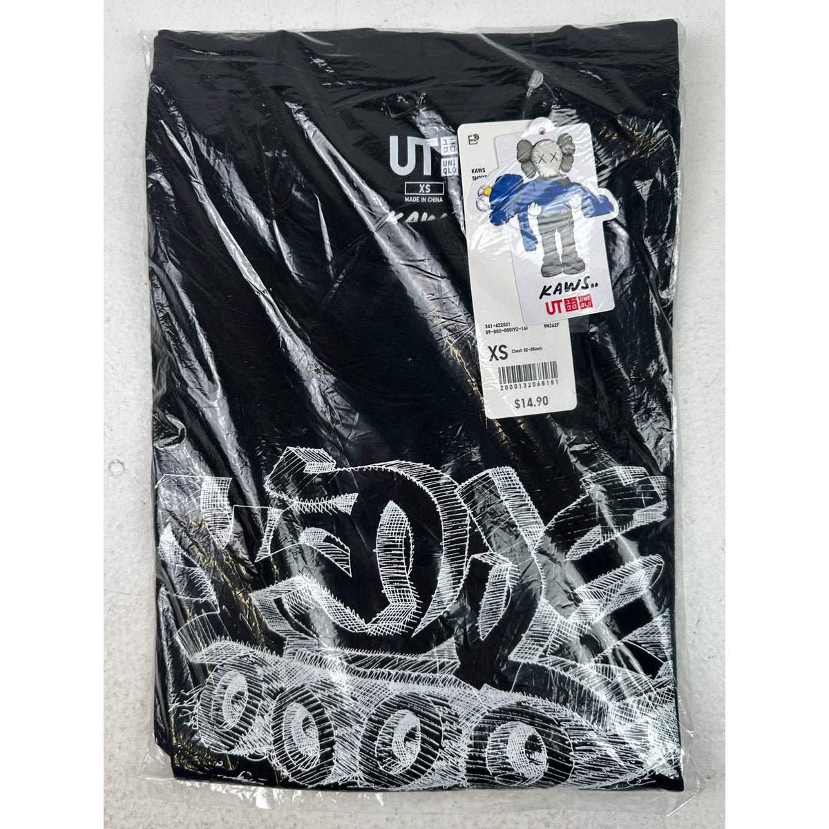 KAWS x Uniqlo UT Graffiti Wordmark Tank Tracks Black Tee Shirt Men's Sz XS | NWT