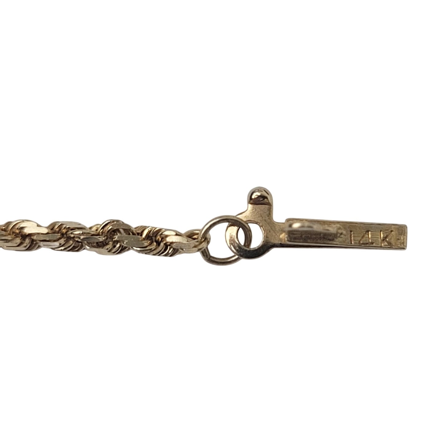 14K Yellow Gold 7" Rope Chain Bracelet 2 Grams