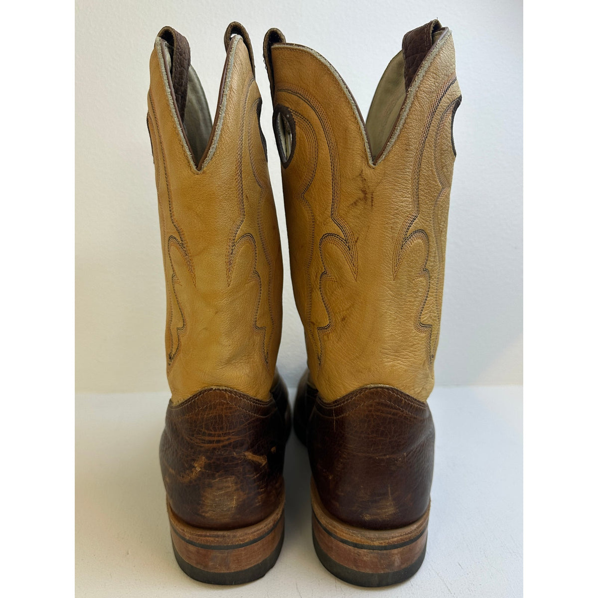 Boulet 2044 Bullhide Cognac Leather Western Cowboy Boots Men's Sz 11.5