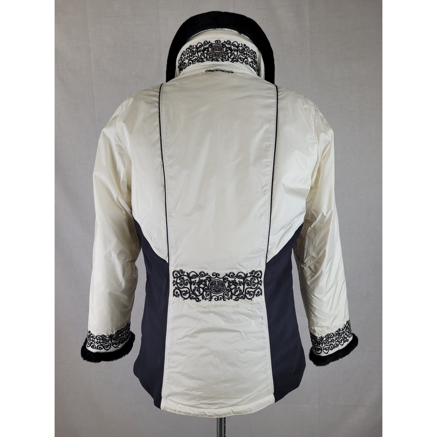 Obermeyer Ski Jacket White & Black Faux Fur Collar Women's Sz 10