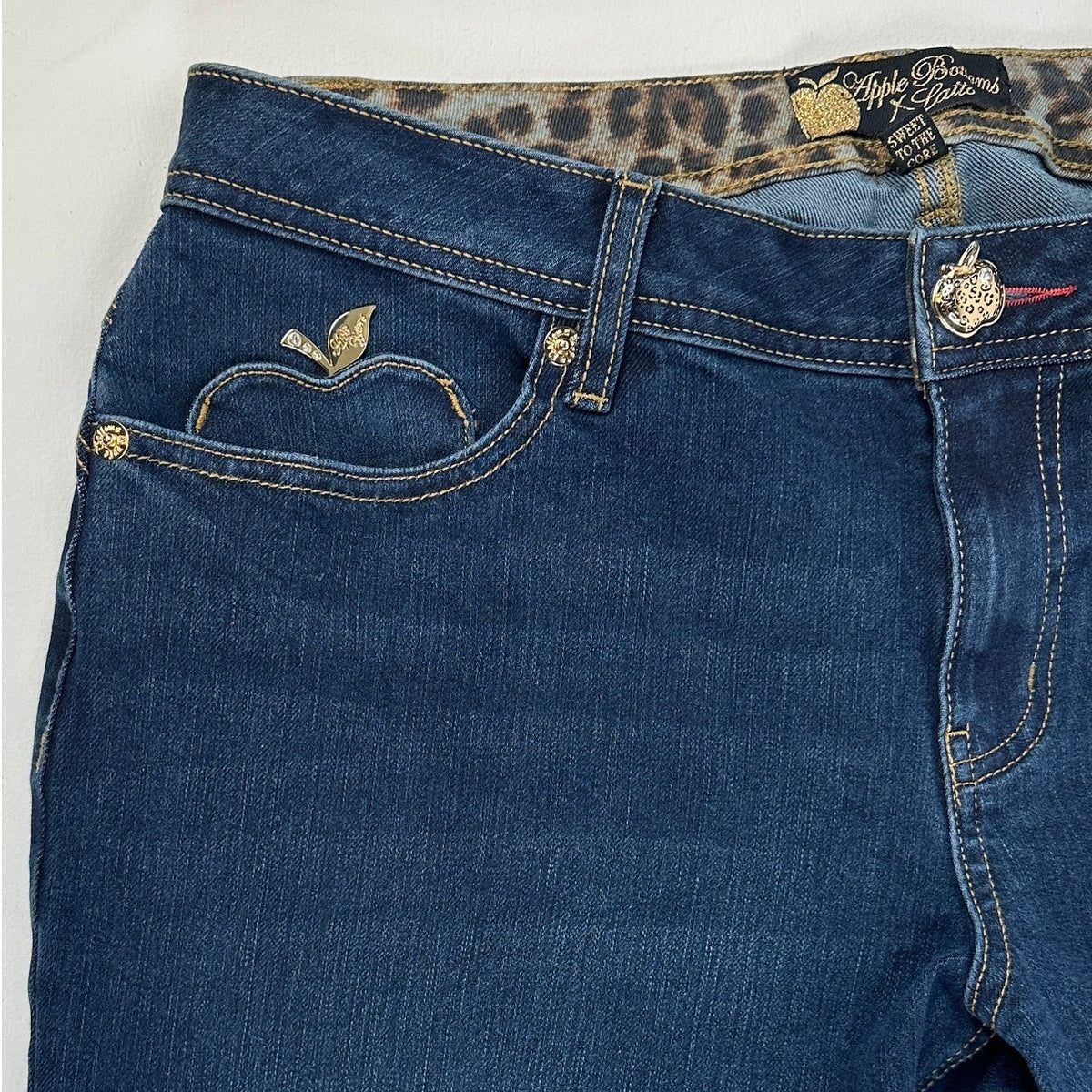 Apple Bottoms x Latto Cheetah Print Back Pocket Bootcut Jeans Women's Sz 14