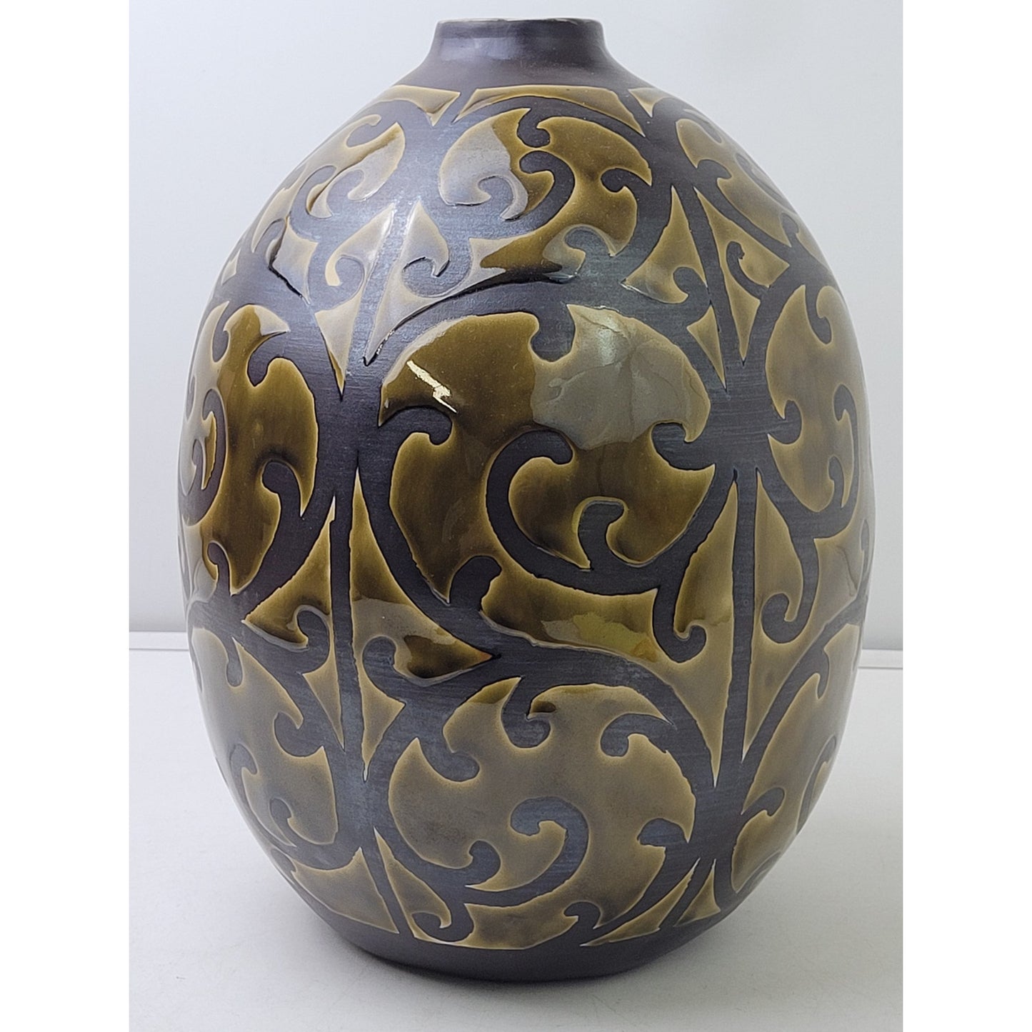 Maitland-Smith Decorative Vase Heavy Ceramic Tabletop Decor | Made in Thailand