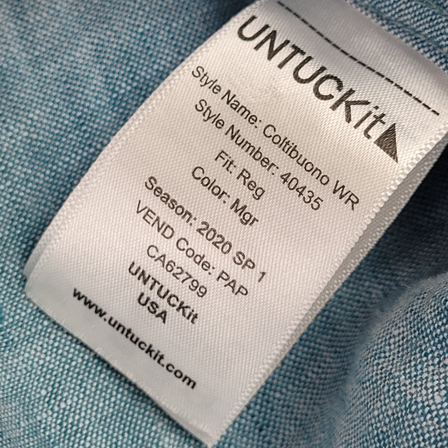 UNTUCKit Blue Linen Wrinkle Resistant Men's Shirt Sz XL