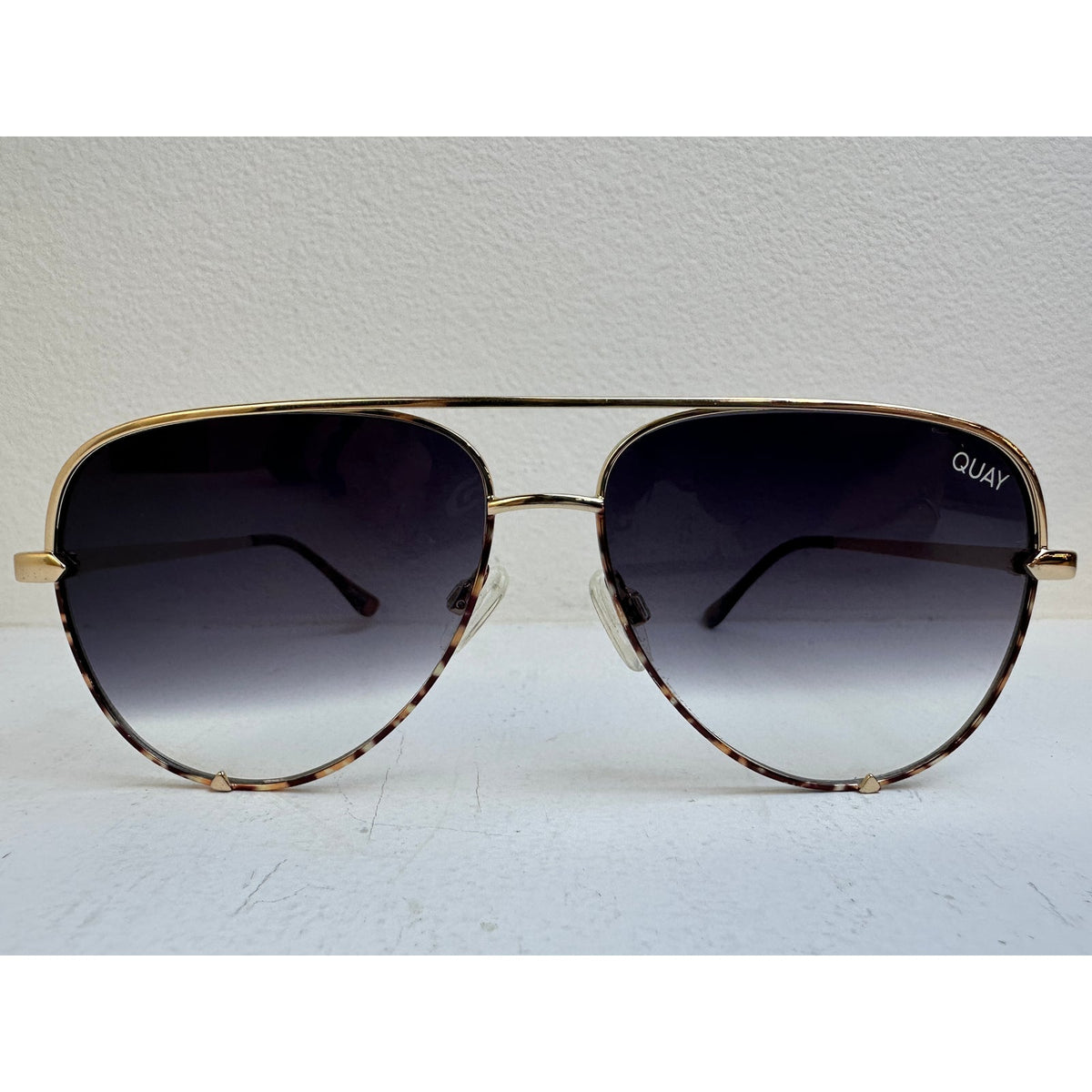 Quay Australia High Key Mini Gold Tortoise Aviator Sunglasses