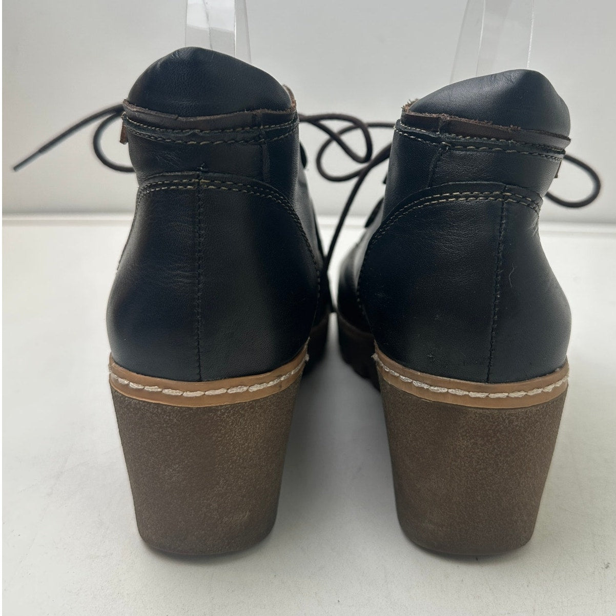 Pikolinos Maple Wedge Black Leather Ankle Boot Women's Sz 39