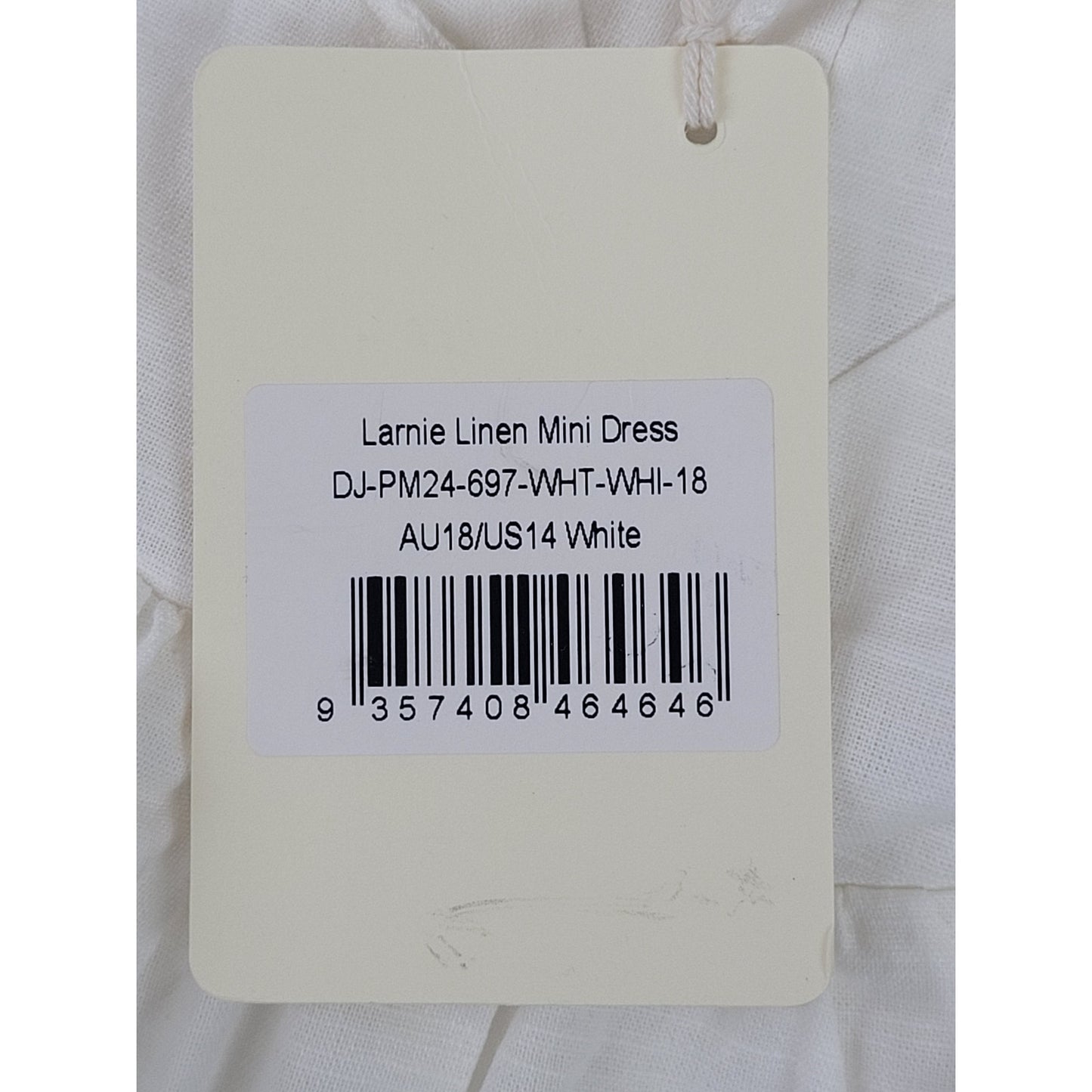 Peppermayo Larnie Linen Mini Dress Strapless Linen-Blend White Drop Waist Sz 14