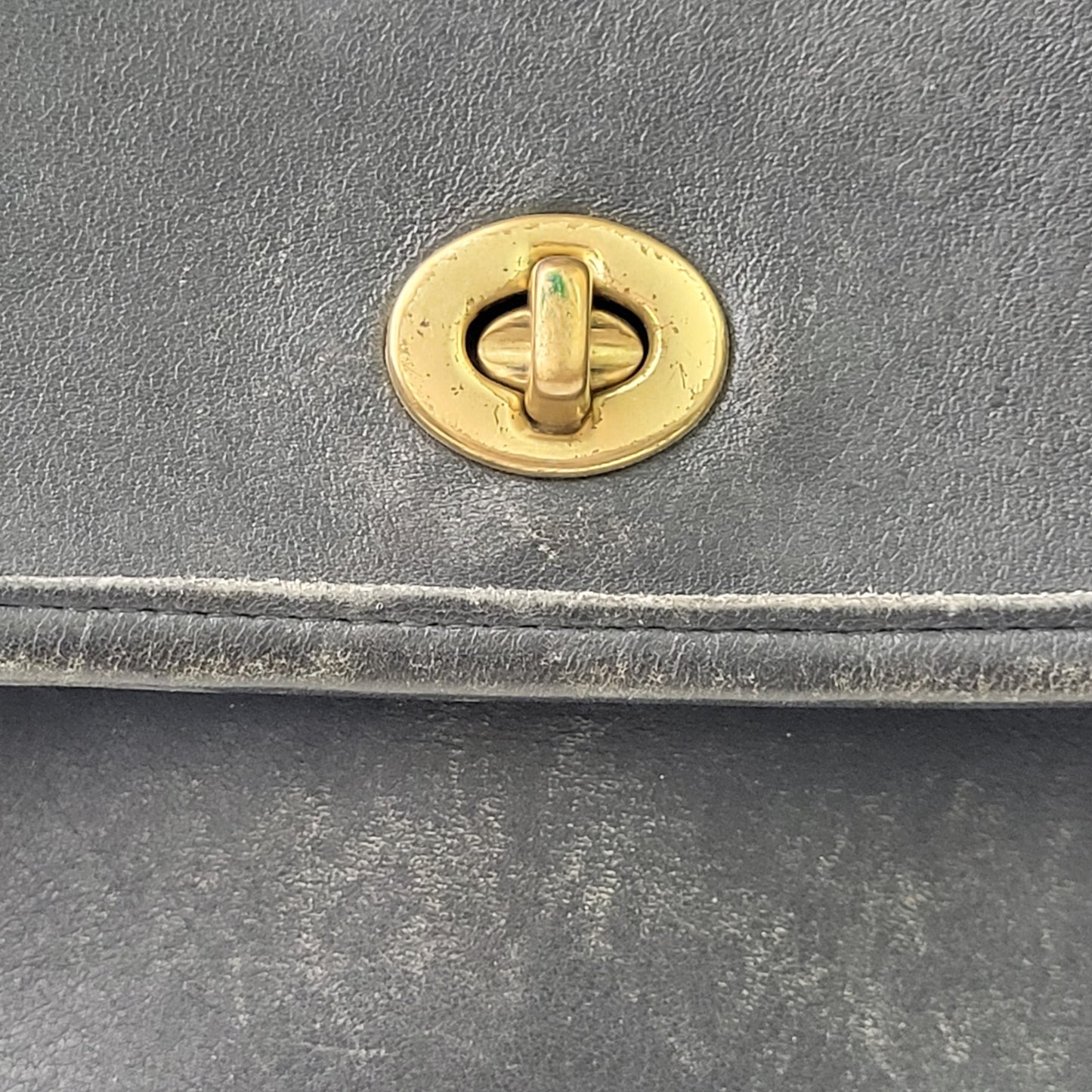 Vintage 90s Coach Court Bag Black Leather Brass Top Handle Purse | No Strap